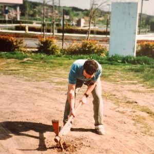 St. Patrick's Day - March 17, 1994.  Brendan J. Moylan cracks the ground on Moy…